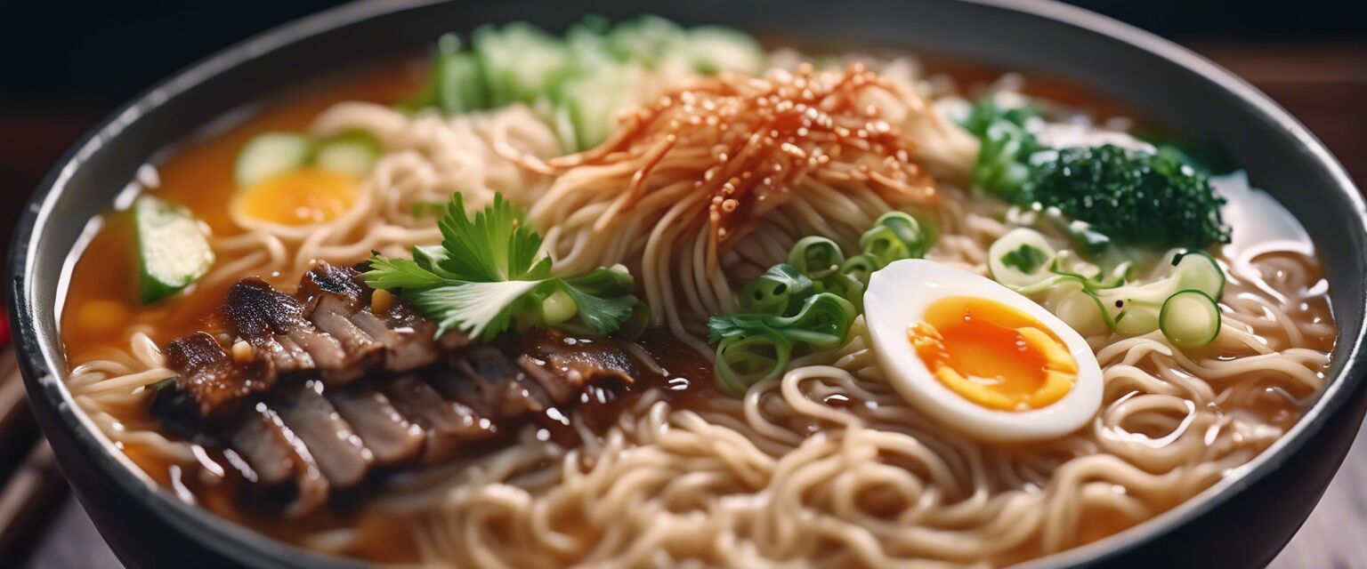 Bowl of ramen with toppings
